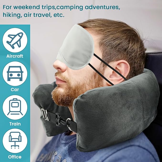 Set 2 Almohadas Viaje Rellenables con Antifaz miniatura 5