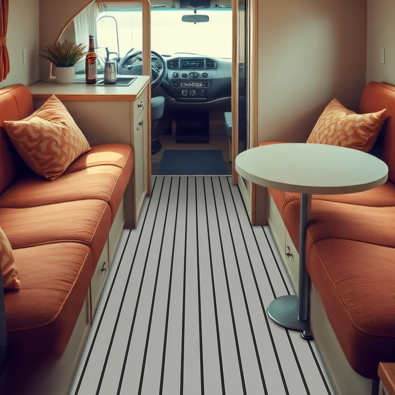 rutschfeste Teak Bodenmatte für Wohnmobil 6mm zuschneidbar Self-Adhesive