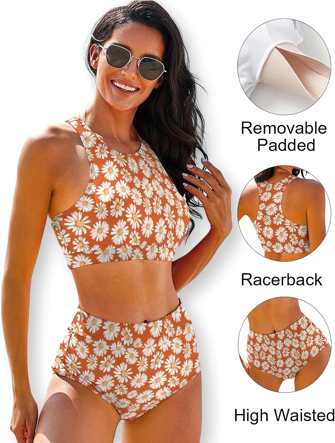 Cerburny Women High Waisted Bikini - One Shoulder Bathing Suit Tummy Control Two Piece Swimsuit 2026