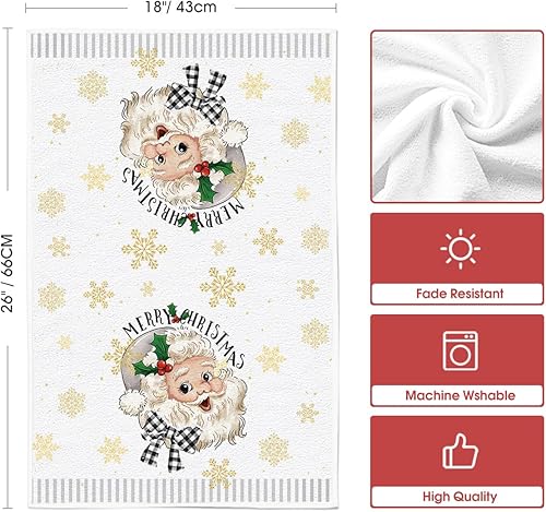 Miniatura 6 de Artoid Mode Juego de 4 toallas de cocina con diseño de árbol de Navidad de Papá Noel, muñeco de nieve, color gris, 18 x 26 pulgadas, decoración