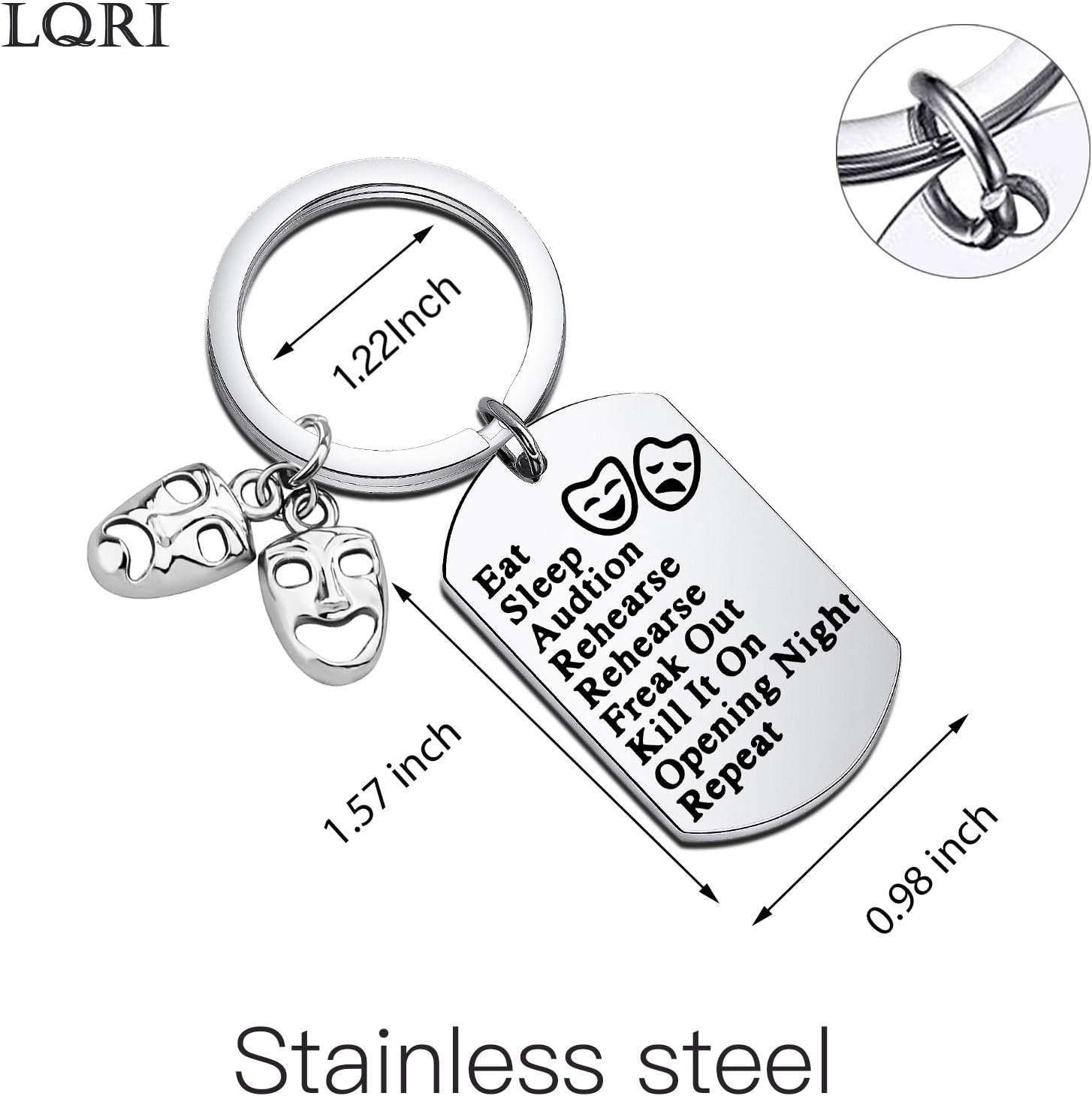 LQRI Theater Life Keychain Theatre Drama Comedy Tragedy Mask Charm Keychain Musical Gift - Image 5
