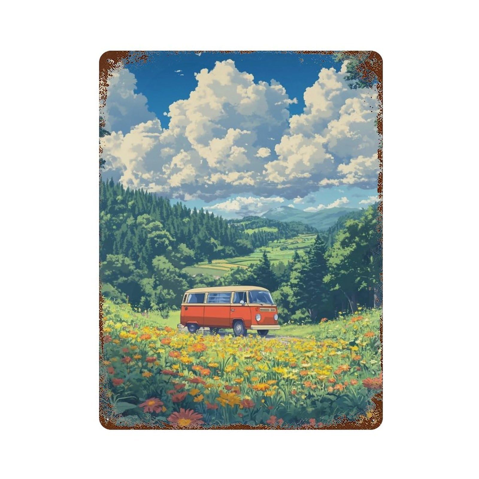 HDURYEYRYY Valley Road Trip Van 04 Wall Retro Iron Vintage Art Metal Tin Sign Poster Modern Home Cofffee Club Art Bar Shop Decor 40x30cm