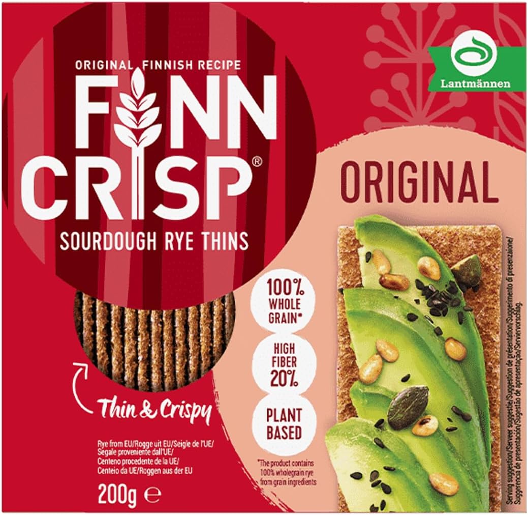 Finn Crisp Sourdough Rye Thins, Original Crispbread, 7 Ounce Boxes (Pack of 9)