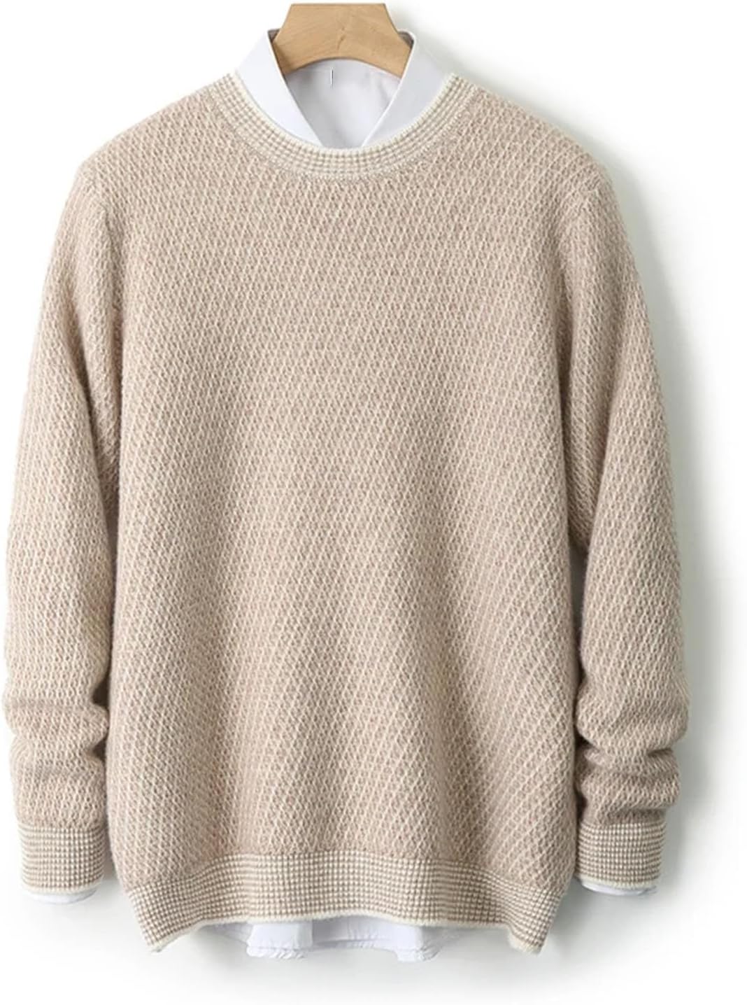 Men's Thickened Round Neck Thickened Long Sleeve Pullover Casual Fashion Office Bottoming Shirt