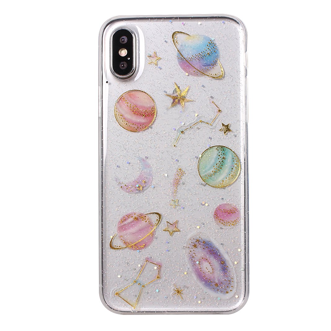 Cover Con Paillettes Per IPhone X, Custodia In TPU Trasparente Con Motivo Cielo Stellato, Morbida E Antigraffio - 5