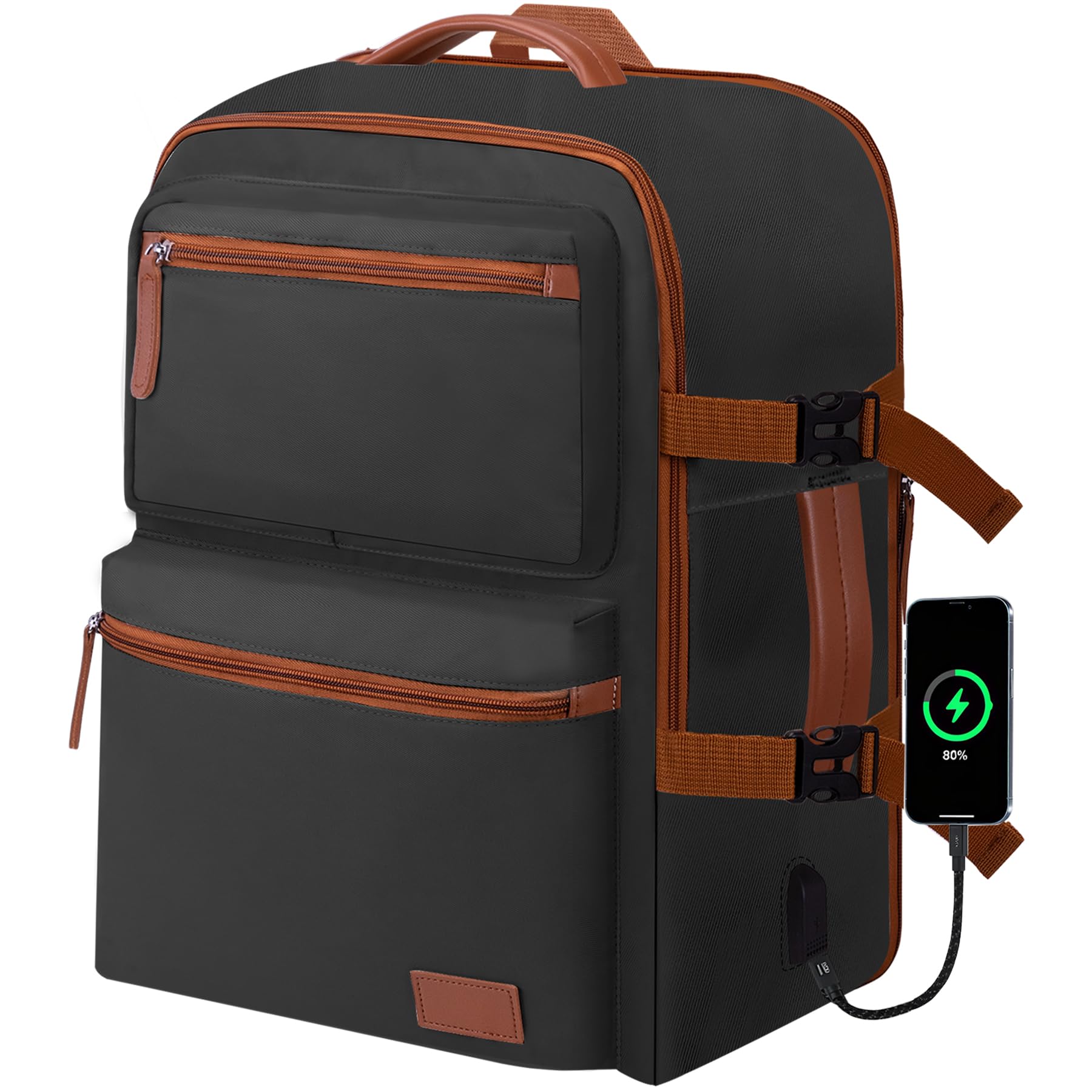 stillithou Expandable Travel Backpack Women Men with USB Charging Port, 15.6 Inch Laptop Backpack Waterproof Carry on Flight Approved for Travel Work