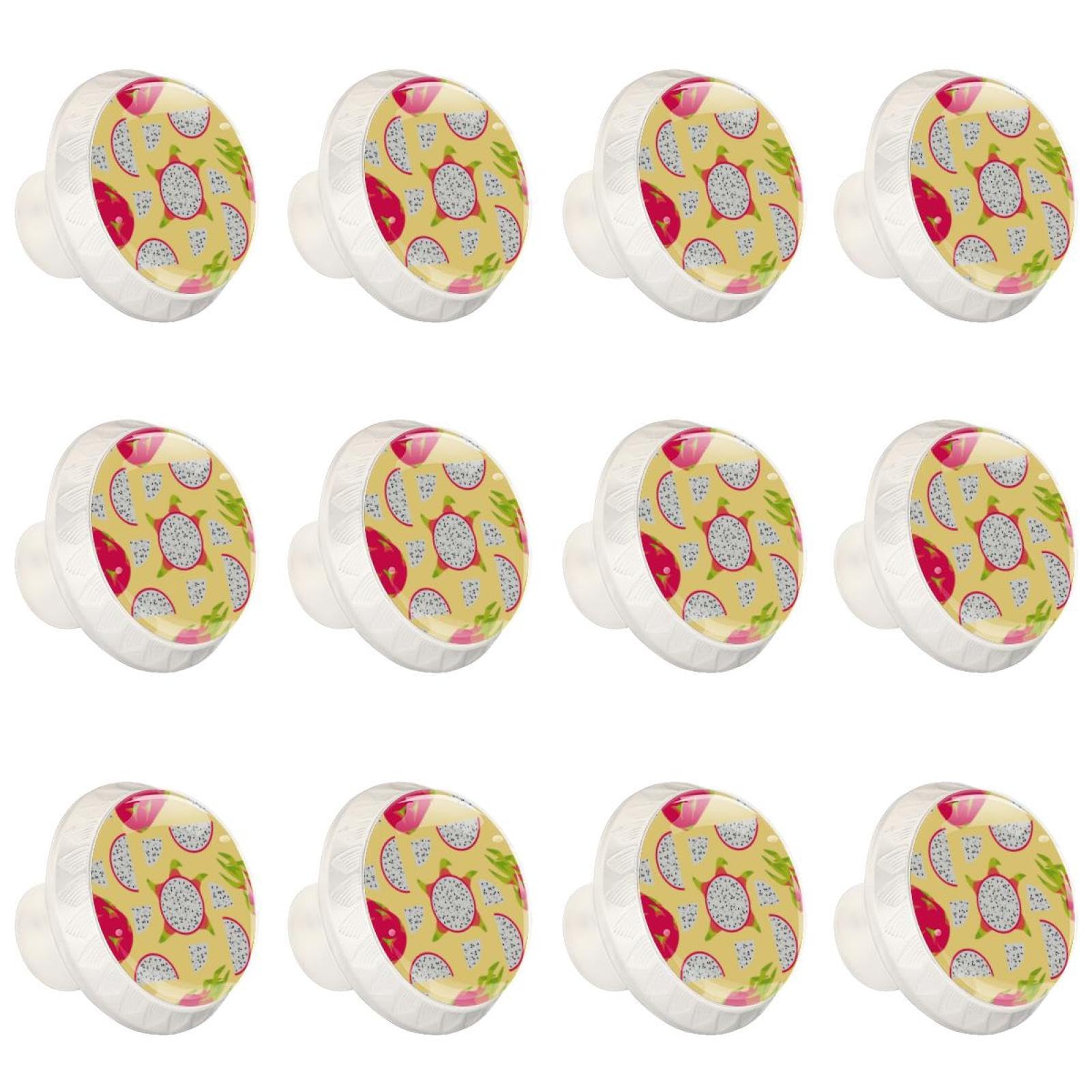 Boutons de tiroir ronds en cristal transparent Pitaya (Lot de 12)