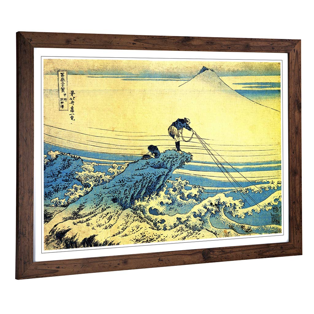 Big Box Art Framed Print of Hokusai Kai Province Japanese Oriental 2 Design | Wall Art Picture | Home Decor for Kitchen, Living Room, Bedroom, Hallway, Walnut, A2 / 24.5x18 Inch / 62x45cm