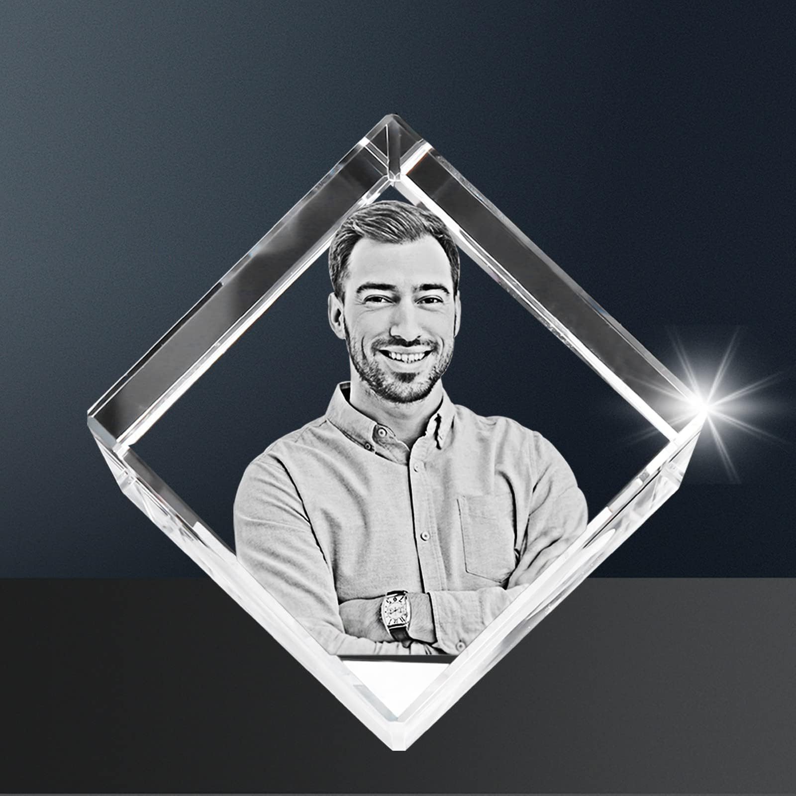 Personalized Custom 3D Photo Crystal Glass Diamond Cut Keepsake for Wedding and Birthday Gifts,Anniversary,Mothers Day and Christmas Day