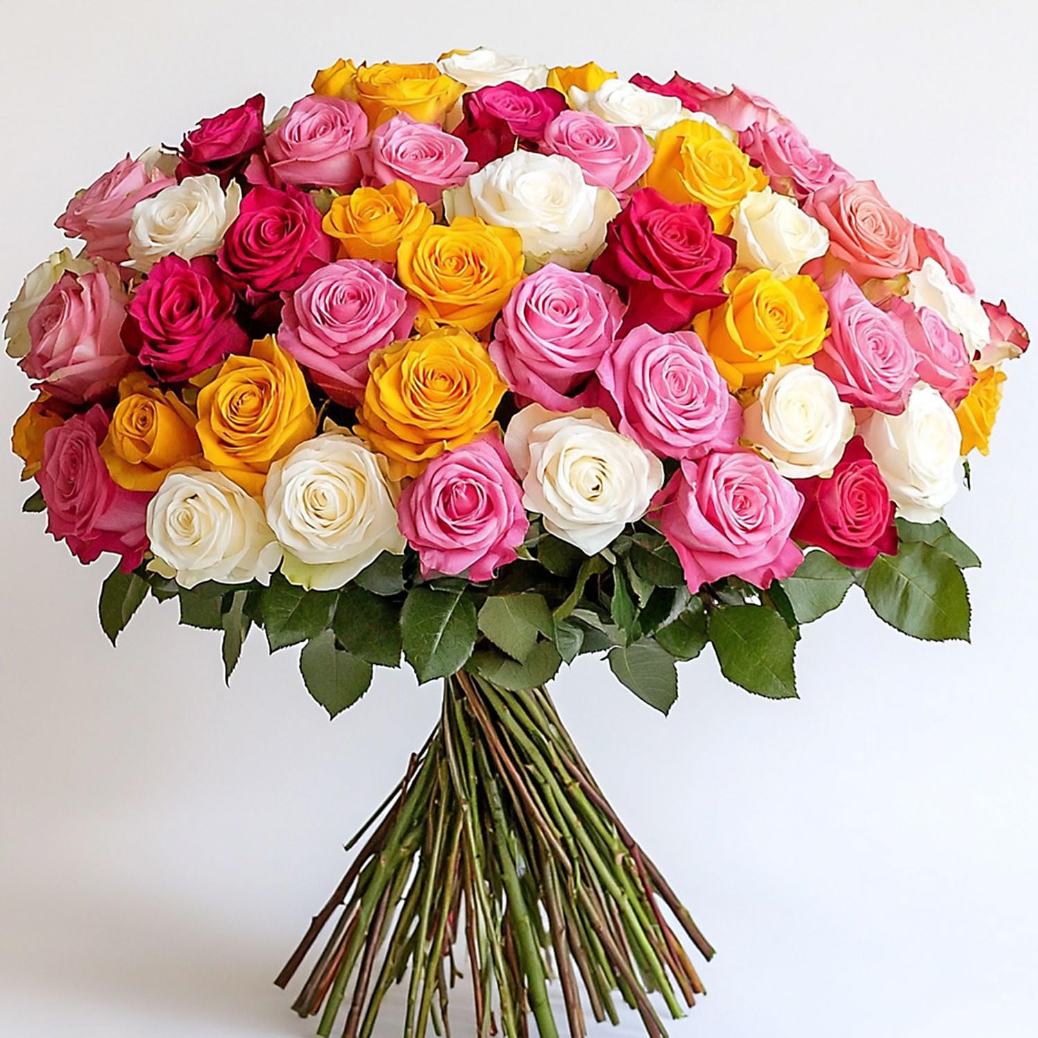 GlobalRose 100 Assorted Roses Bouquet - Responsibly Sourced Roses Fresh Flowers - Hand-Picked Flowers Fresh Bouquet for Mother's Day, Birthday & Special Occasions (4 Bunches of 25 Stems)