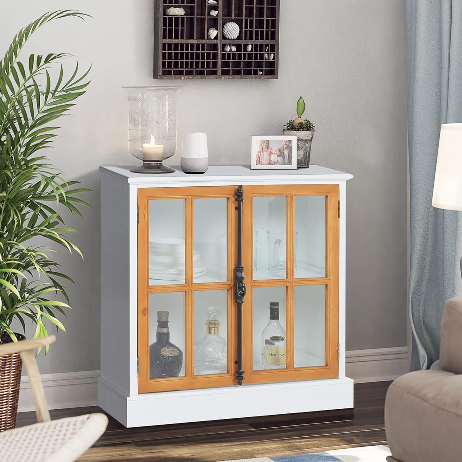 Amazon.com: MAISON ARTS White Accent Cabinet with 2 Doors Kitchen ...