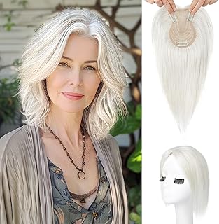 Flufymooz 100% Real Human Hair Toppers for Women, 10 Inch Clip in Human Hair