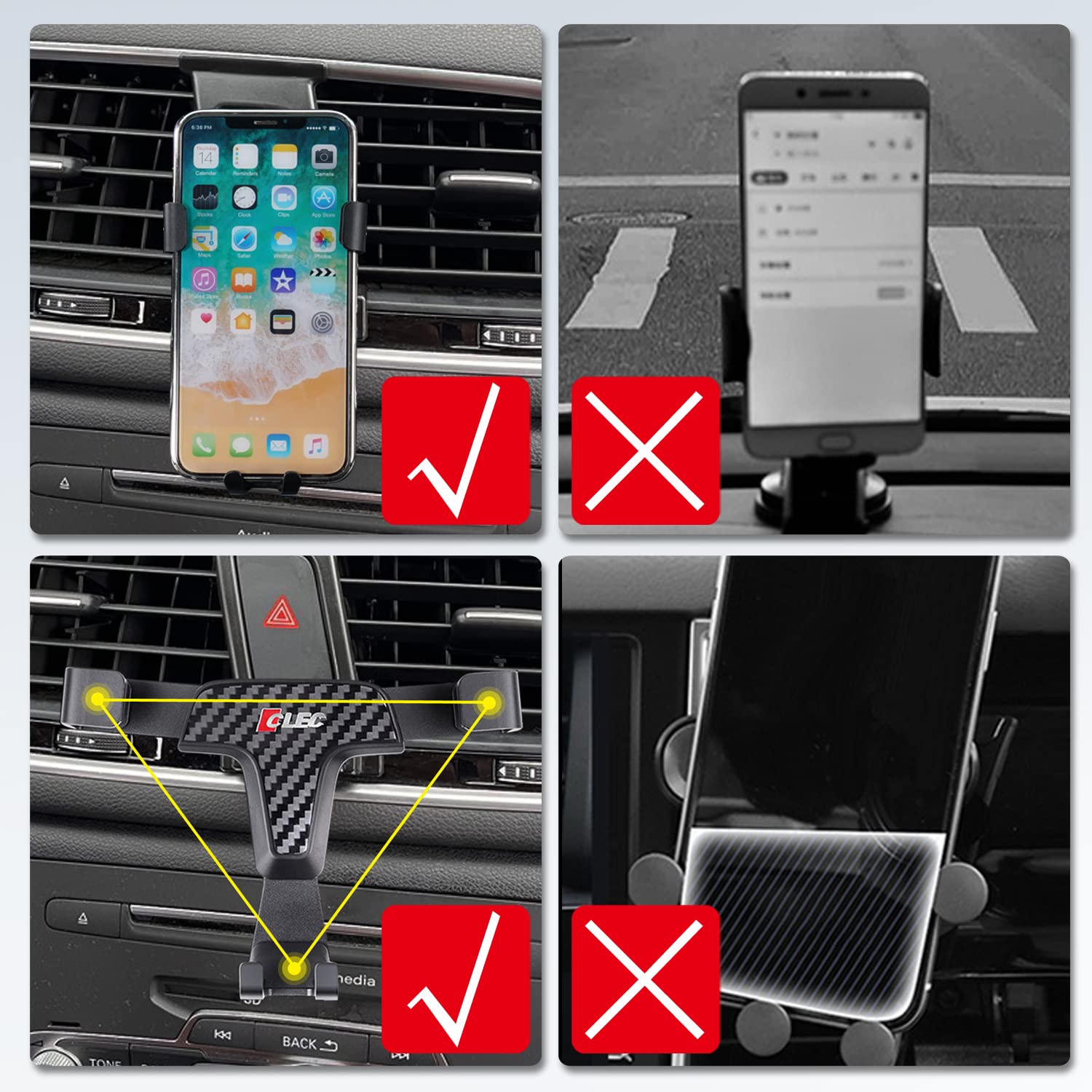 ITrims Car Phone Holder for Audi Q3 2012-2018 Car Dashboard Mount Cell Phone Cradles Adjustable Phone Stand Holder Universal Compatible with Most Smartphones (Carbon Fiber)