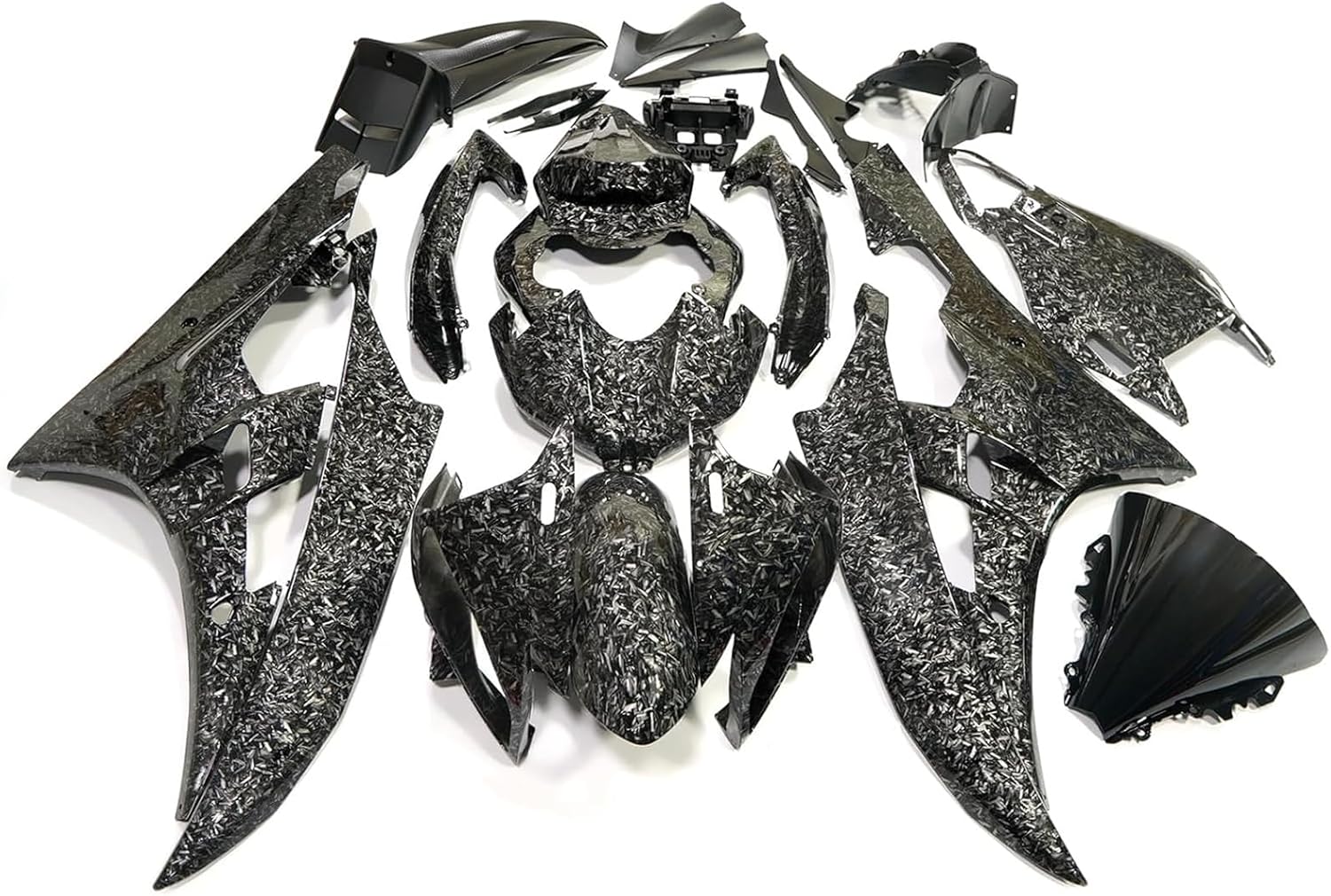 ZXMOTO Motorcycle Fairing Kit Fit for 2006 2007 YAMAHA YZF R6 Injection ABS Plastic Bodywork Fairings（Forged Carbon Fiber Look）