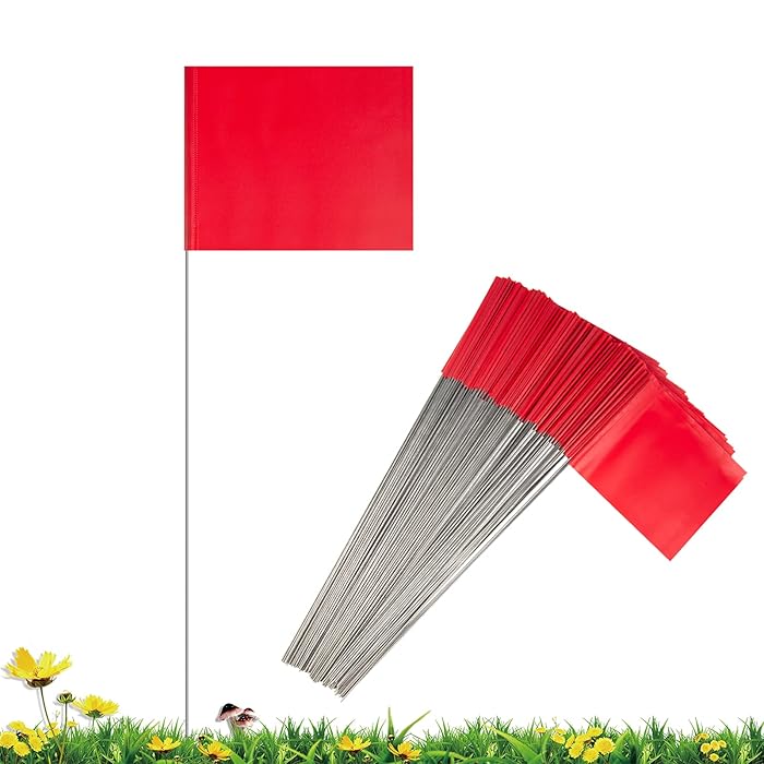 Buy Marking Flags Marker Flags for Lawn , IKAYAS 4*5 Inch Whitte PVC Small Yard Flags Stake