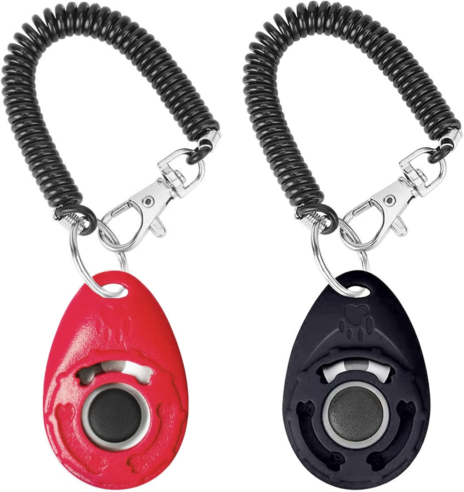 Acehome 2 Pack Dog Training Clicker with Wrist Strap, Pet Training Clicker with Big Button Effective Behavioral Training Tool for Cats Birds Puppy Recall（Black+Red）