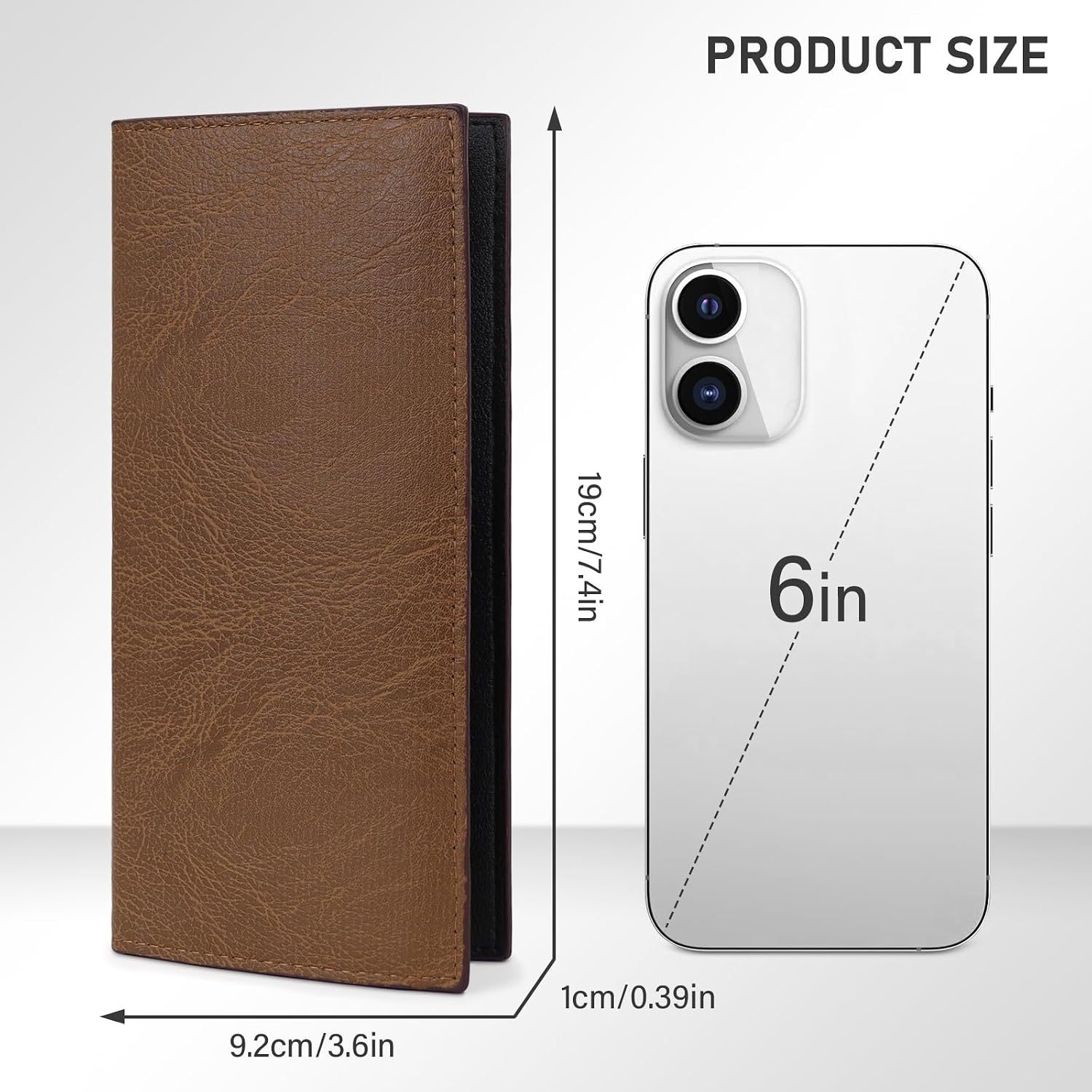 Long Wallet for Men, Bifold Wallets with 4 Cash Slots, 7 Card Slots, and 1 ID Card Window, Retro Ultra-Thin Credit Card Wallet for Suits and Daily Use (Brown) image 2