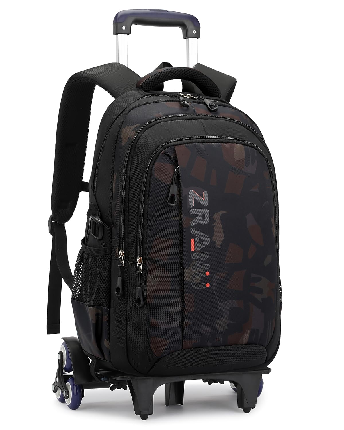 Amythe Mochila con Ruedas Niños Mochilas Escolares Trolley para Adolescentes 10 12-24 años, Carro para Mochilas 6 Ruedas, Mochila de Viaje Gran Capacidad y Resistente al Agua, Marrón