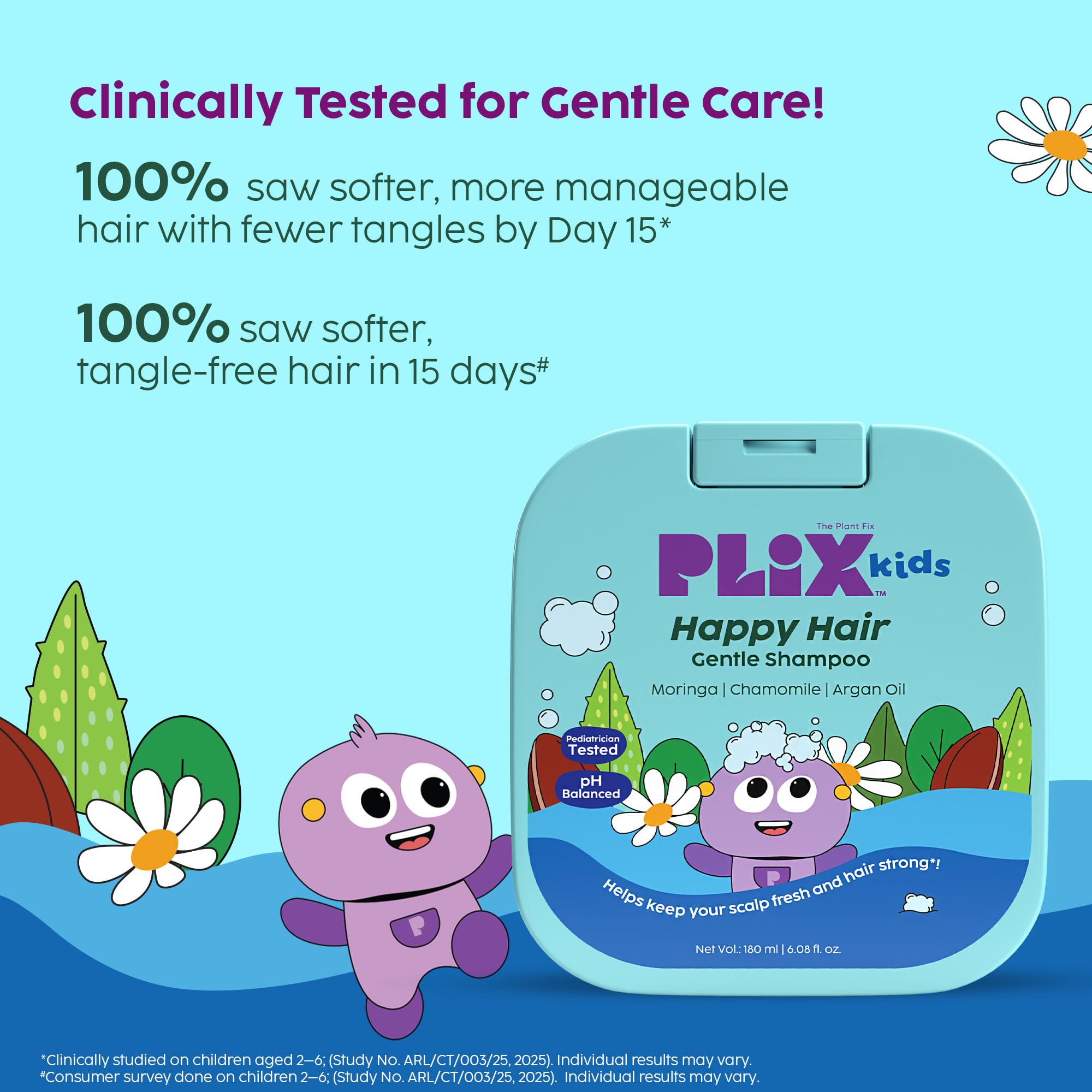 PLIX - THE PLANT FIX Happy Hair Gentle Shampoo for gentle cleansing | Nourished & soft hair | soothes the scalp | moringa seed oil, argan oil & aloe vera | daily use | for 2 years & above kids - Image 3 thumbnail