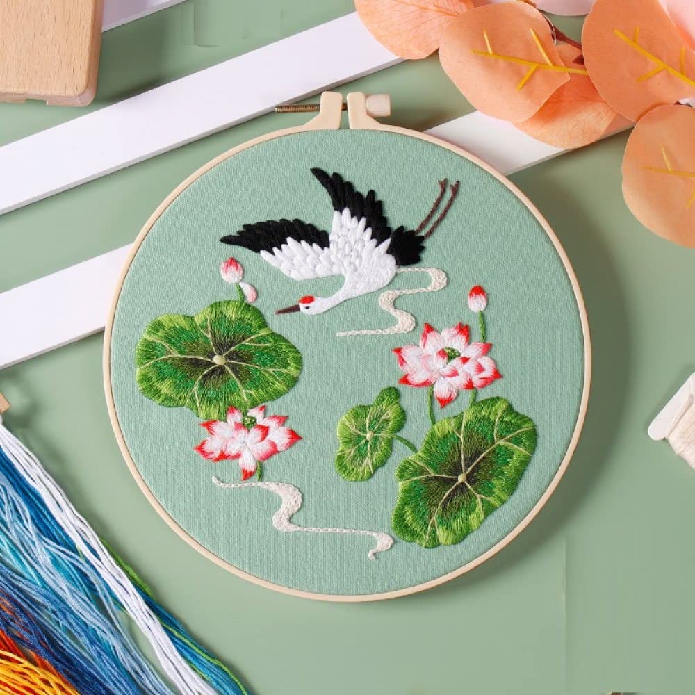 Amazon | 蓮と蓮の葉の刺繍キット、大人の手作り工芸愛好家の
