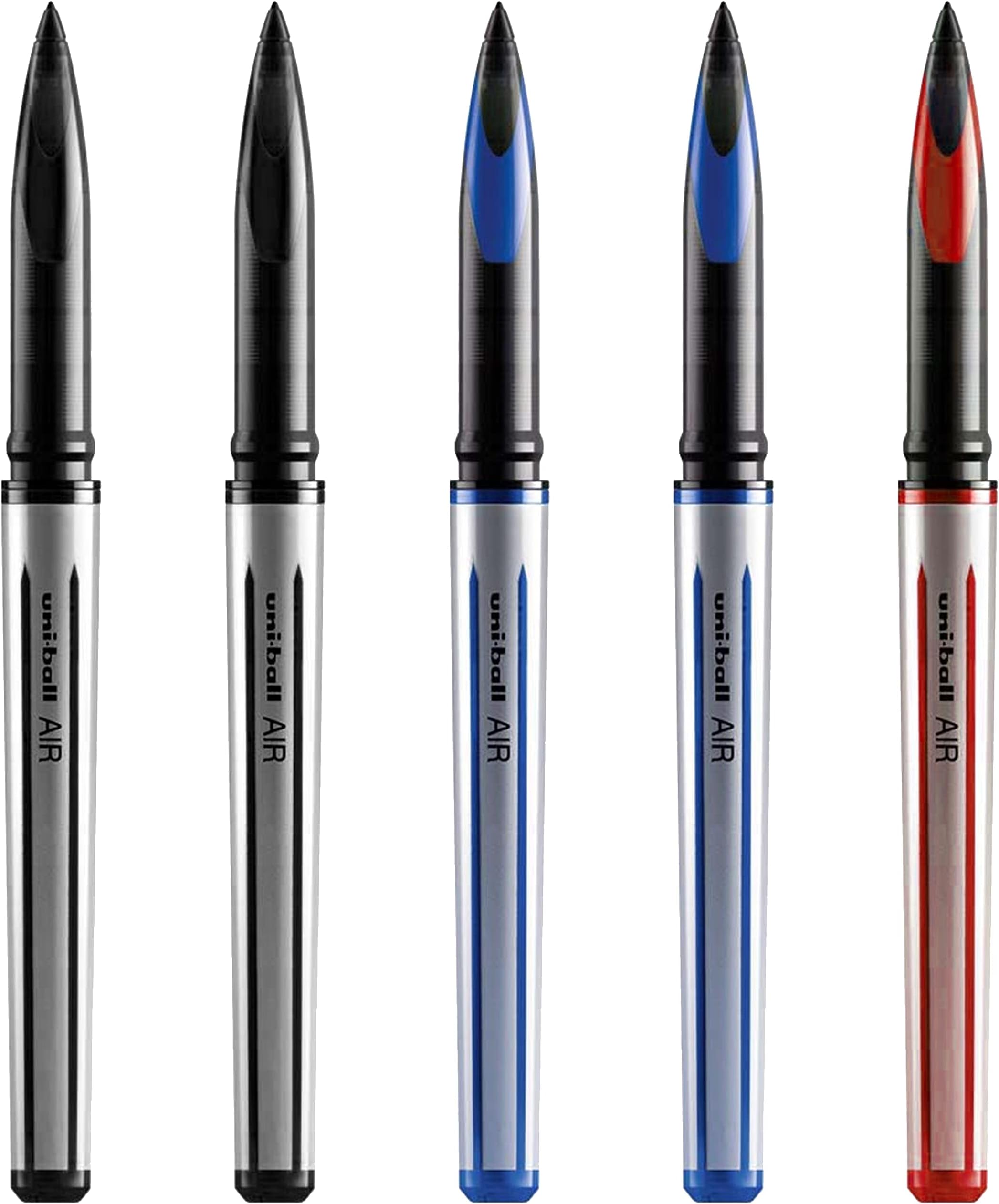 AIR - 0.7mm Medium Rollerball - 5 Pack - 2 x Black, 2 x Blue, 1 x Red - UBA-188-L