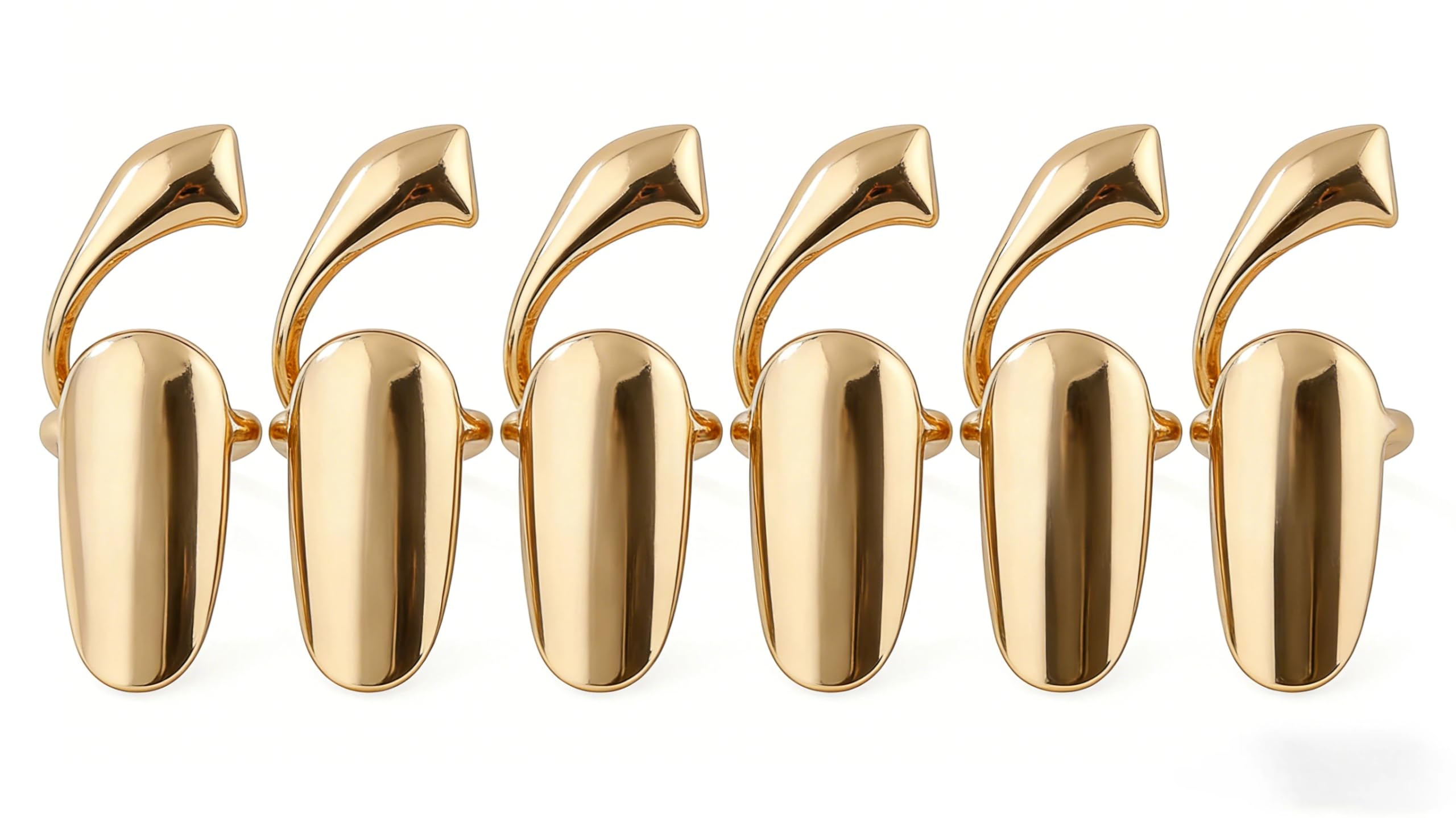 6Pcs Gold Fingernails Rings Nail Art Retro Finger Tip Opening Rings Decoration for Gift