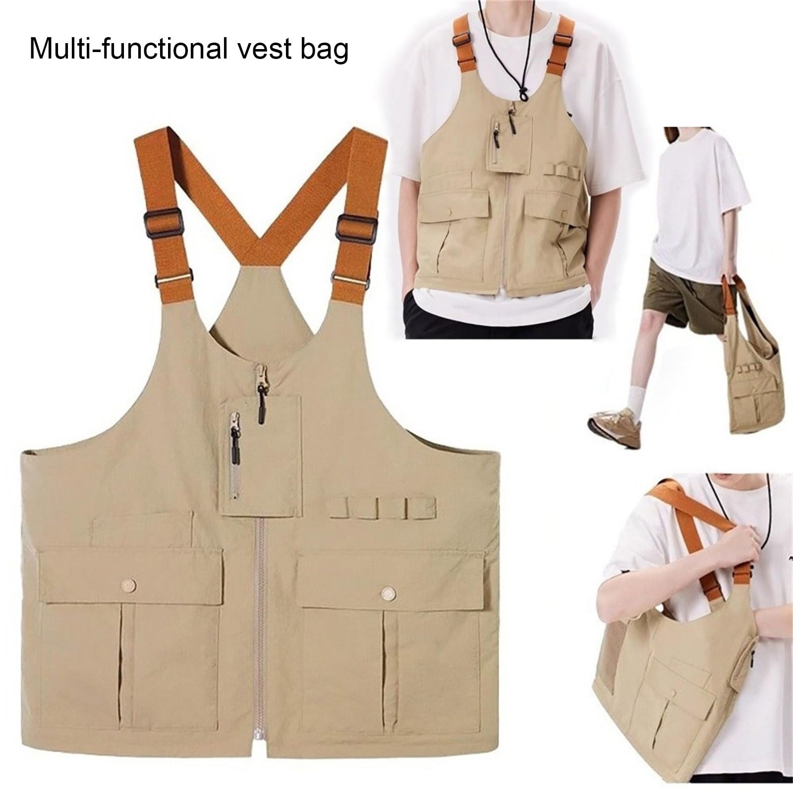 XAGMODSHN Chaleco multifuncional con múltiples bolsillos, práctico diseño ligero de poliéster para viajes al aire libre, senderismo, bolsa de hombro, mochila