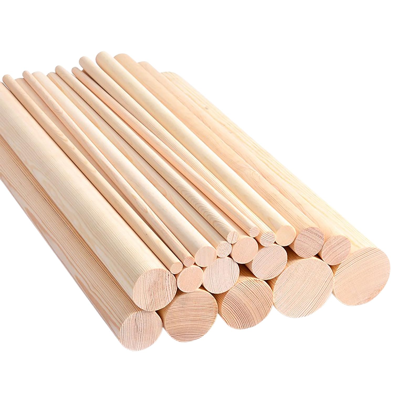 UZAMIRLEX Wooden Stick, Pack Of 2 Wooden Dowel Rods 1-2.5cm Diameter 50cm Long Unfinished Hardwood For DIY Crafts(2.5cm)