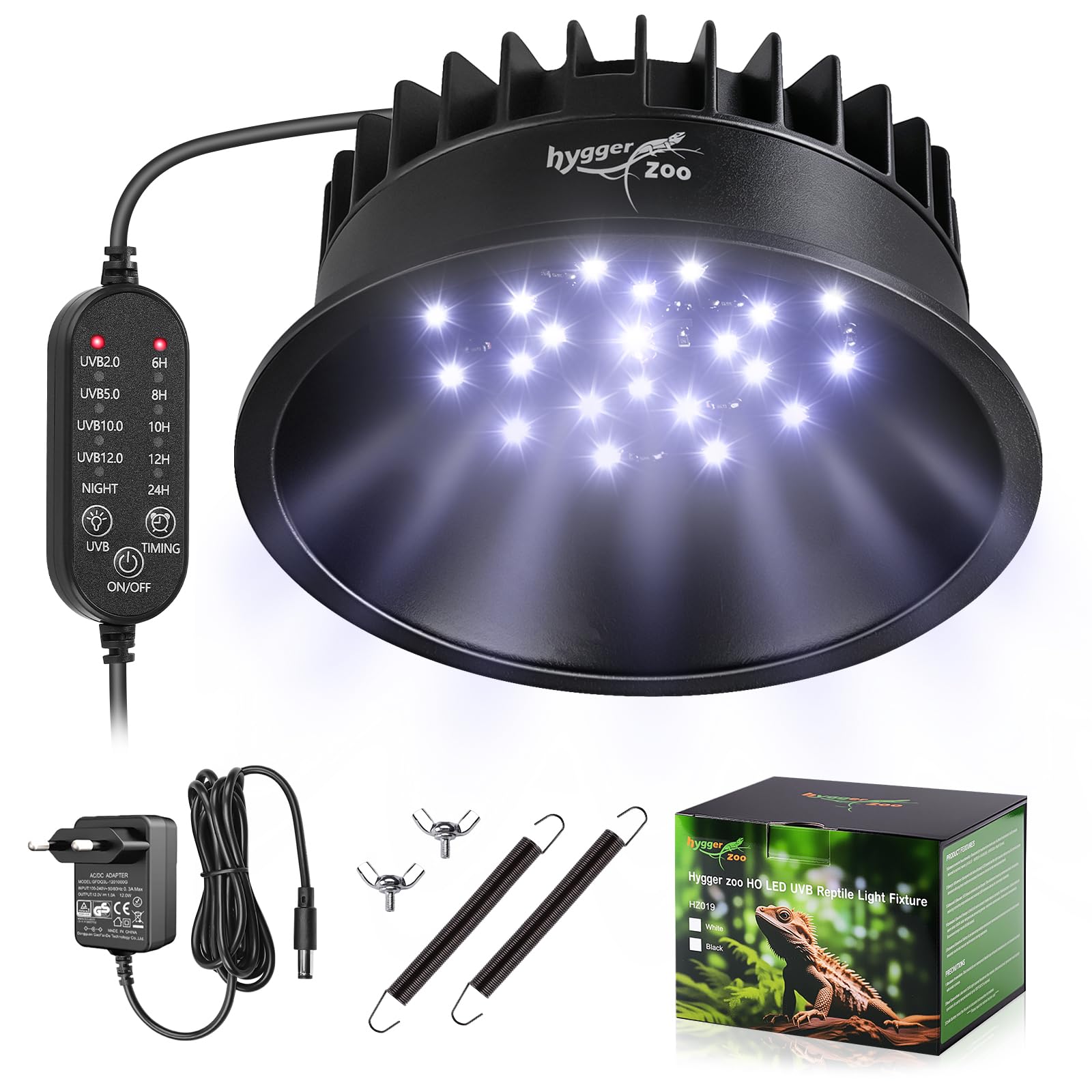 Lampada LED UVB per rettili foresta ＆ deserti 5W dimmerabile UVB con timer | Luminosità regolabile UVB, lampada a LED a risparmio energetico, lampada per rettili e anfibi, tartarughe e barbute