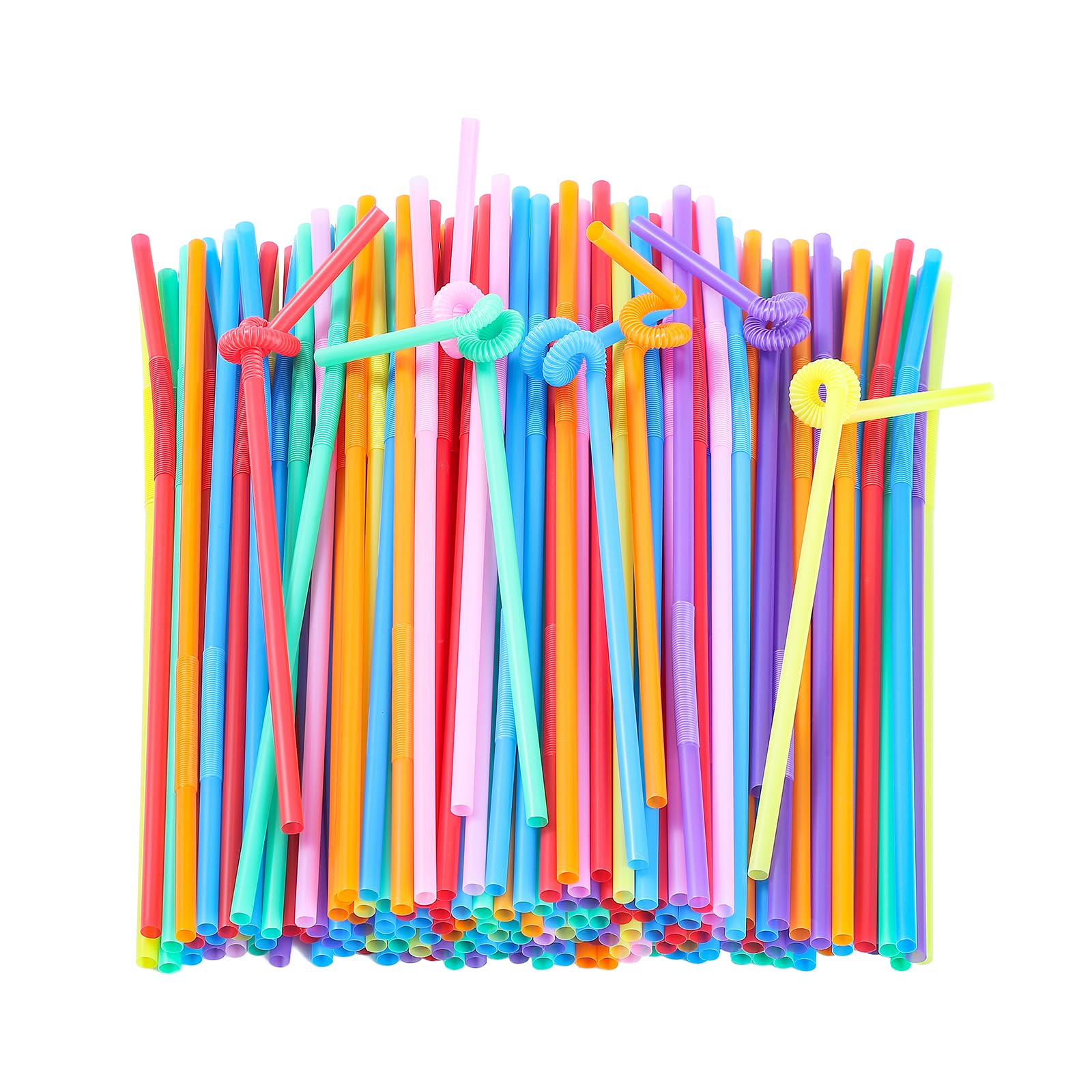 100 Pack 10 24 High Extra Long Flexible Plastic Straws Disposable Drinking Straws Colorful Bendy Straws - Assorted