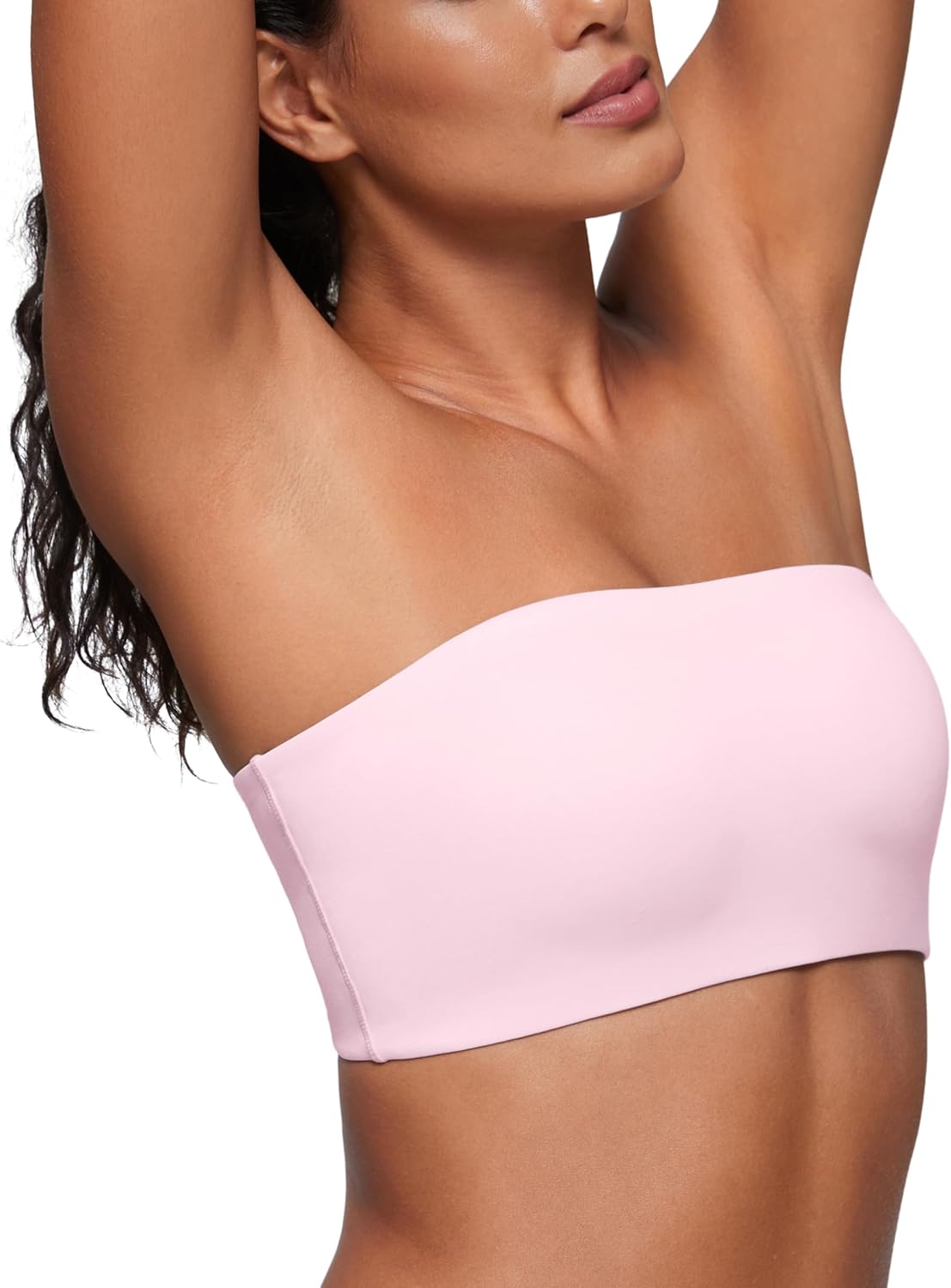 CRZ YOGA Softhold Double Lined Strapless Bralette - Stretchy Smooth Womens Tube Tops Bandeau Wireless T-Shirt Everyday Bra