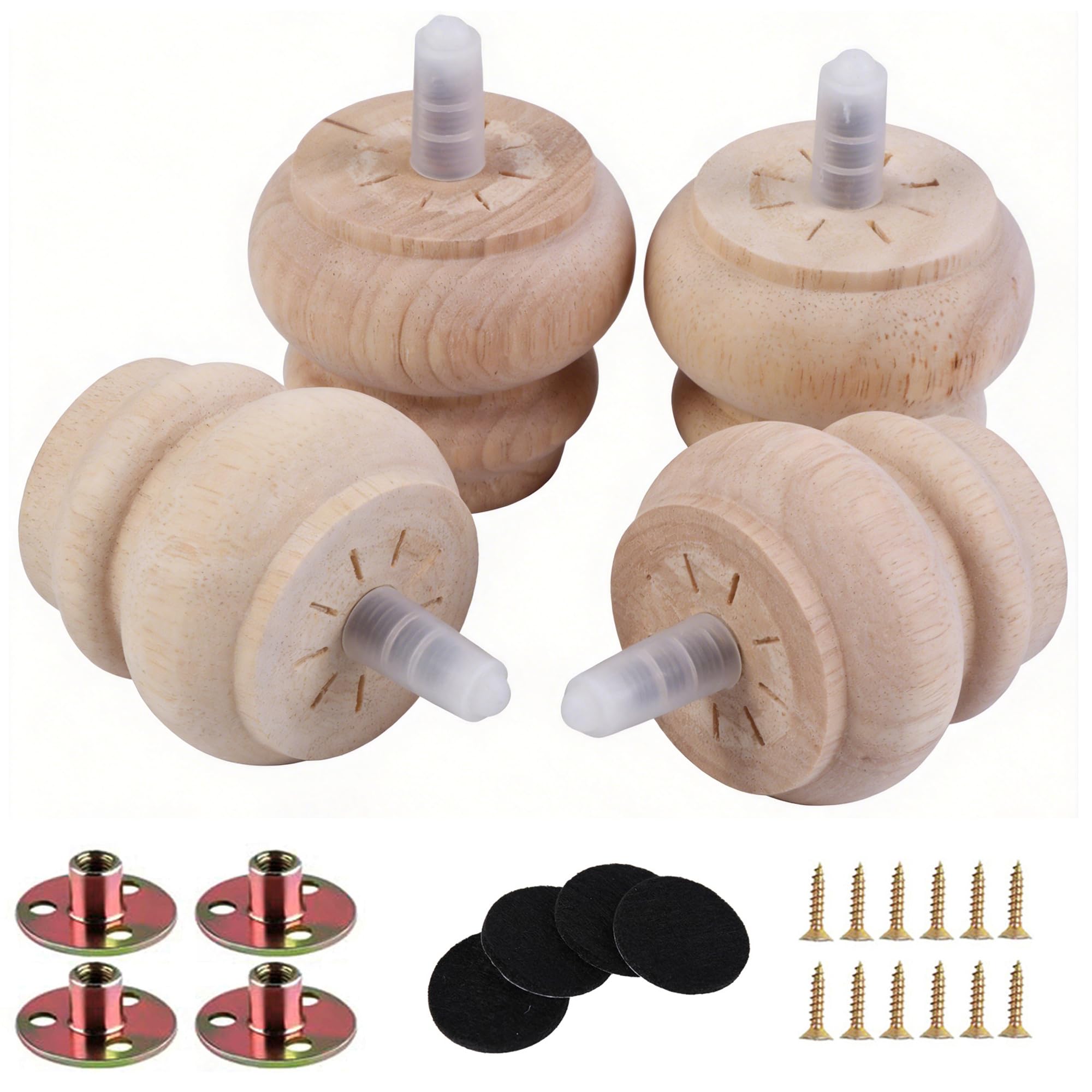 Amazon.com: Txcucc 2 Inch Wooden Unfinished Bun Feet Set of 4