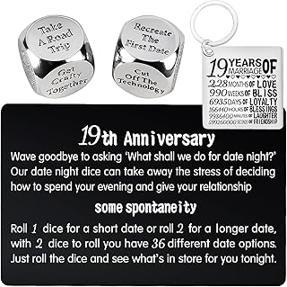 19th Anniversary Date Night Dice Gifts,19th Anniversary for Wife,19 Years Anniversary for Her,19 Years Anniversary for Couples,19th Wedding Anniversary,19 Years Anniversary Bronze Gifts for Her