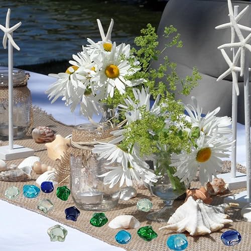 Miniatura 8 de Piedras de cristal de concha de mar de 2 libras, relleno de jarrón para pecera, acuario, piedras de fuego para fuente, fiesta temática de playa,