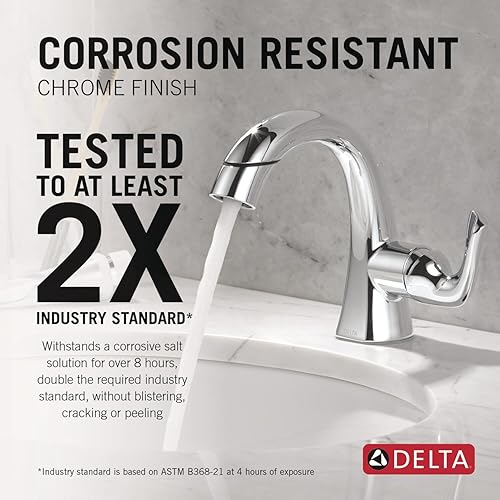 Miniatura 53 de Delta Arvo - Grifo de baño dorado cepillado de 1 agujero, grifo de lavabo de baño de un solo orificio para tocador, montaje de drenaje push-pop