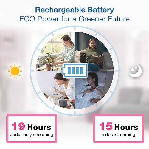 Miniatura 11 de VTech Monitor de video para bebés con cámara y audio, pantalla LCD HD de 5 pulgadas, zoom panorámico, conversación de 2 vías, modo VOX, luces