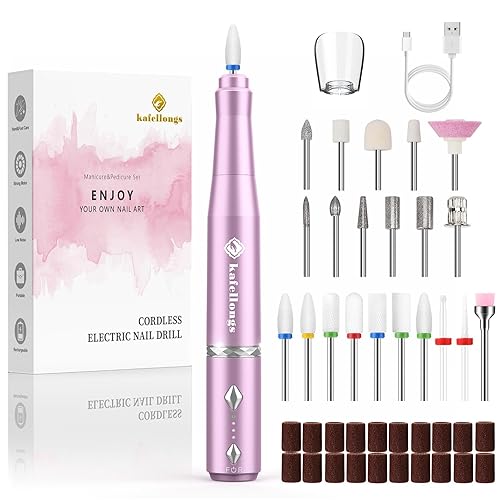 Taladro de uñas eléctrico inalámbrico, lima de uñas eléctrica y pulidores, esmalte de uñas de gel para mujer, máquina de manicura profesional, kit