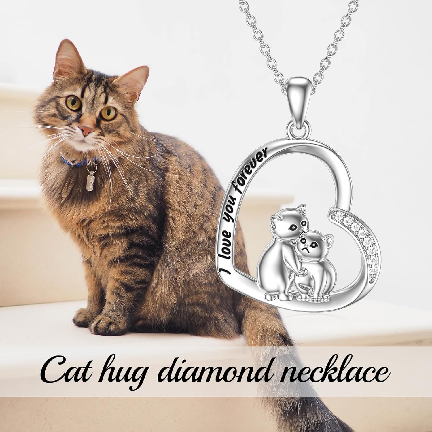 Diamond Black Cat Necklace for Women 925 Sterling Silver Cat on Moon Necklace Pendant Black Cat Jewelry Gifts for Women Mom Wife Girlfriend Daughter Girls - Image 2