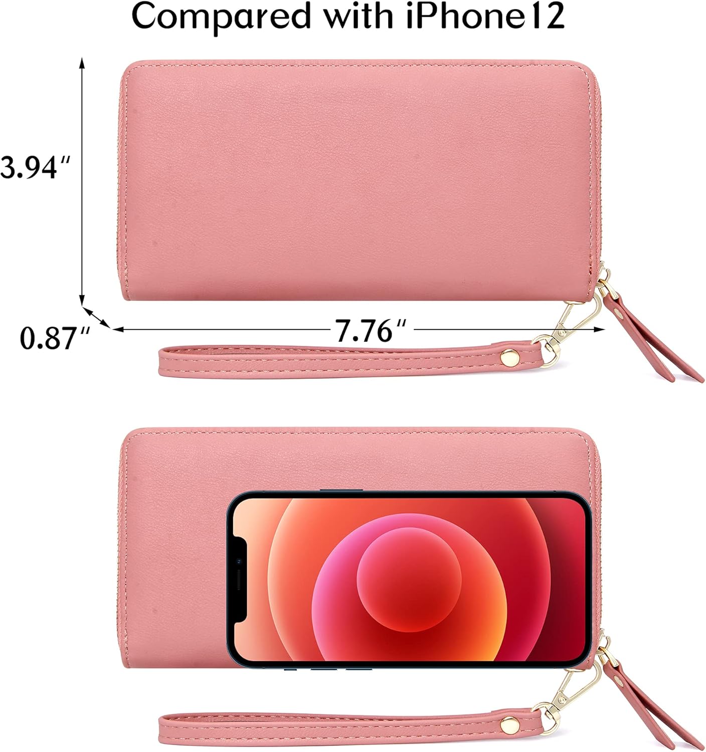 Badiya Womens Wallet Credit Card Holder RFlD Blocking Leather Zip Around Wallets Large Capacity Wristlet - Image 4