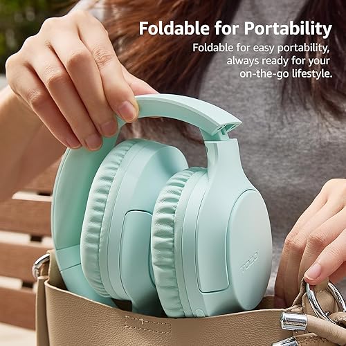 Miniatura 6 de TOZO HA1 Auriculares Bluetooth 5.4 sobre la oreja, 70 horas de reproducción con micrófono, auriculares inalámbricos plegables, sonido estéreo de