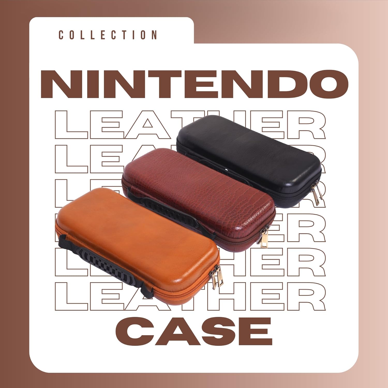 DreamController Limited Edition Genuine Leather Hard Shell Travel Case for Nintendo Switch with 10 Gamecard Slot with Back Protective Dockable Case, 2 Joycon Cover, 4 Thumbstick Cap & Screen Protector - Image 7