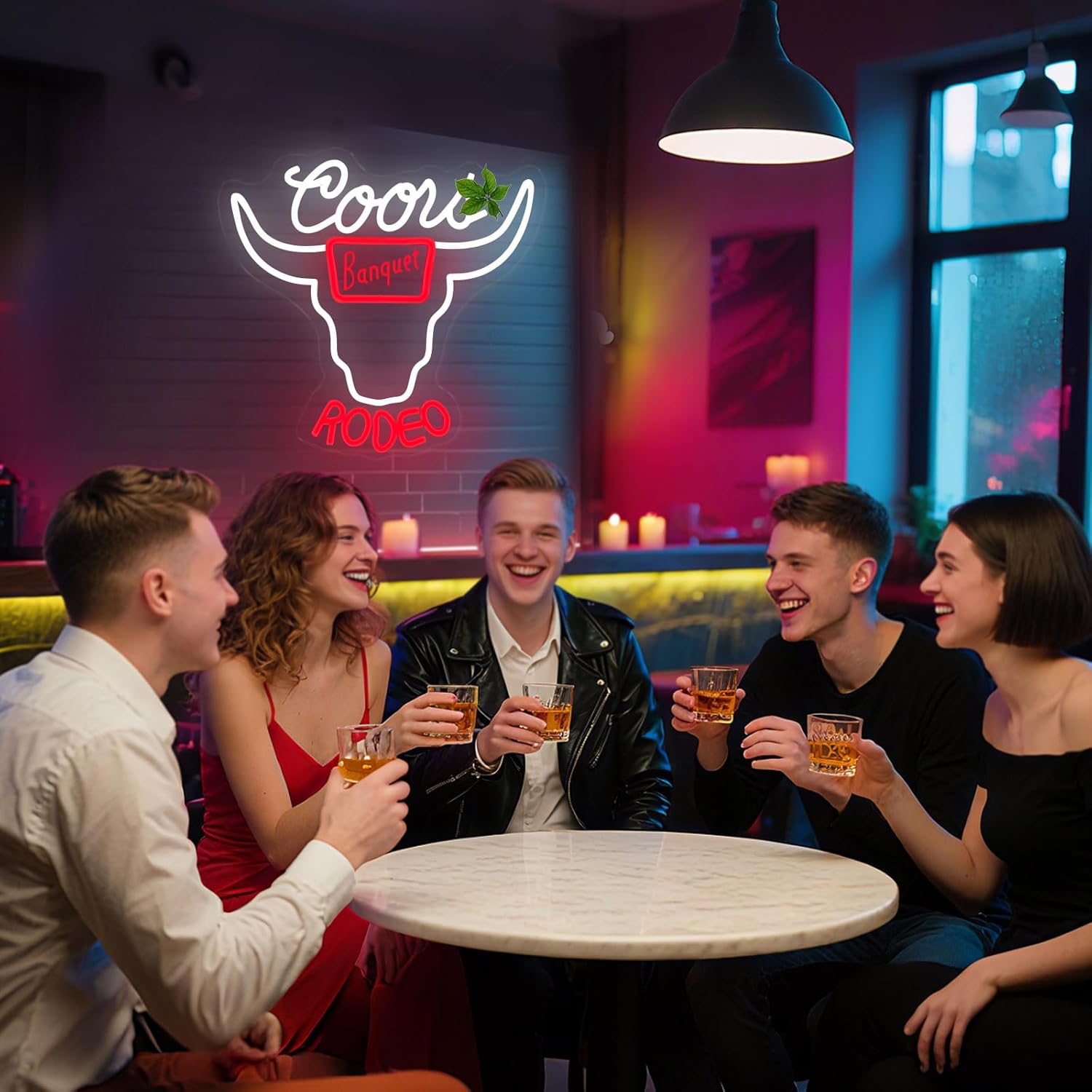 Western Decor Beer Neon Sign - 10 Brightness Adjustments Usb Powered, Neon Beer Signs, Sign Beer, Bar Club Bull Led Wall Decor, Cow Skull Light, White Red