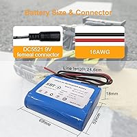 Vista 3 de KBT 12V 1200mAh Batería recargable de iones de litio, paquete de batería de repuesto con cables desnudos y cargador compatible para dispositivos