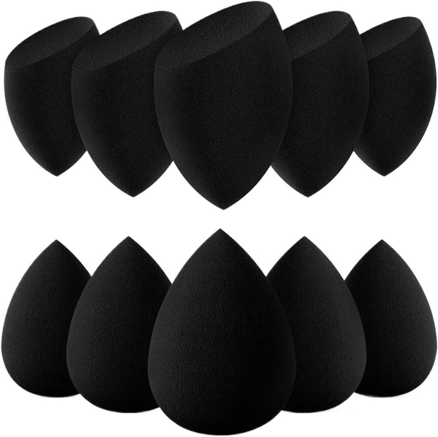 SBTRKT 10 Pcs Makeup Sponges Blender Set Beauty Cosmetic Foundation Blending Applicator Puff, Flawless For Liquid Cream Powder Puff, Black
