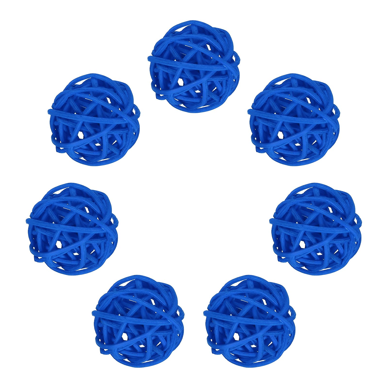 sourcing map 7Pcs Blue Wicker Rattan Balls for Bowl Centerpiece 1.2 Inch Dia Rattan Wicker Twig Orbs Spheres Decorative Balls for Vase Home Dining Table Wedding Decor