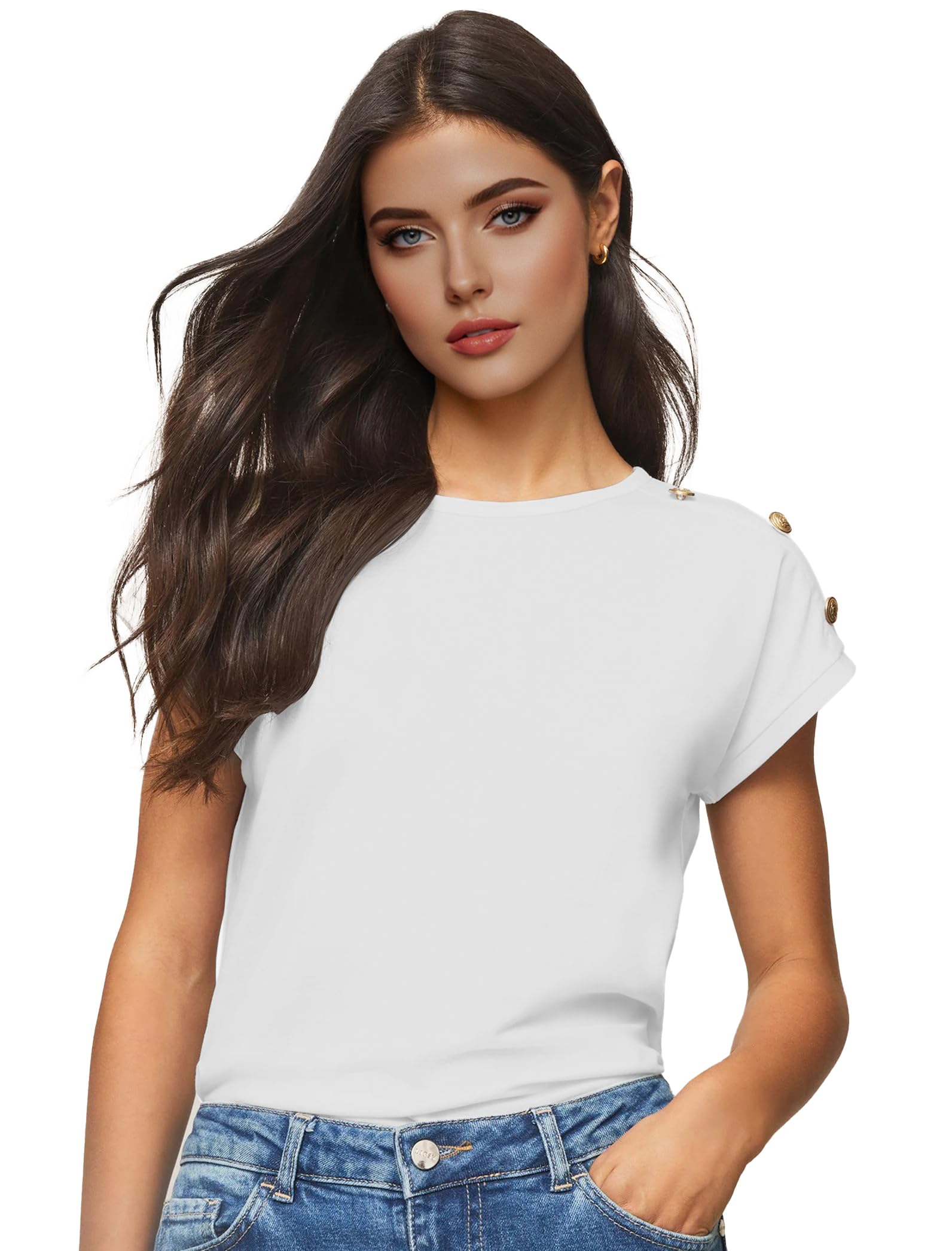 GRECERELLE Maglietta estiva da donna, casual, a maniche corte, comoda