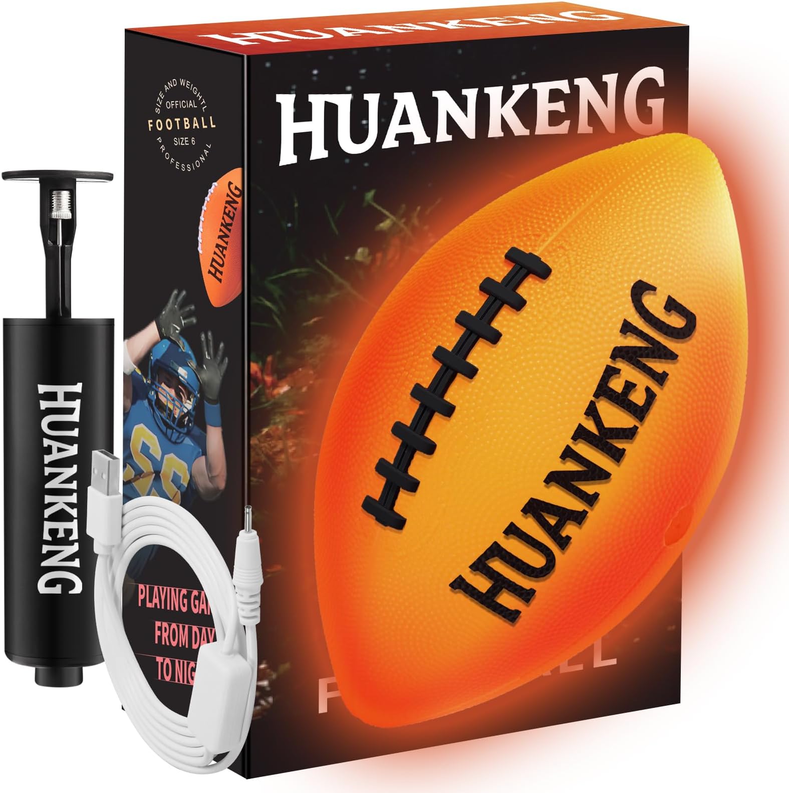 - HuanKeng Rechargeable Glow in The Dark Football for Kids and Adults