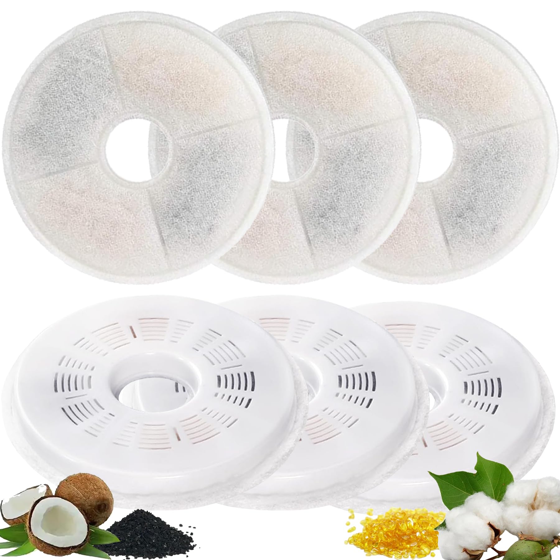 6 Pack Cat Water Fountain Filters Compatible with Catit Design Senses, Activated Carbon Pet Filter for Flower Senses 2.0 Fresh & Clear Stainless Steel Fountain