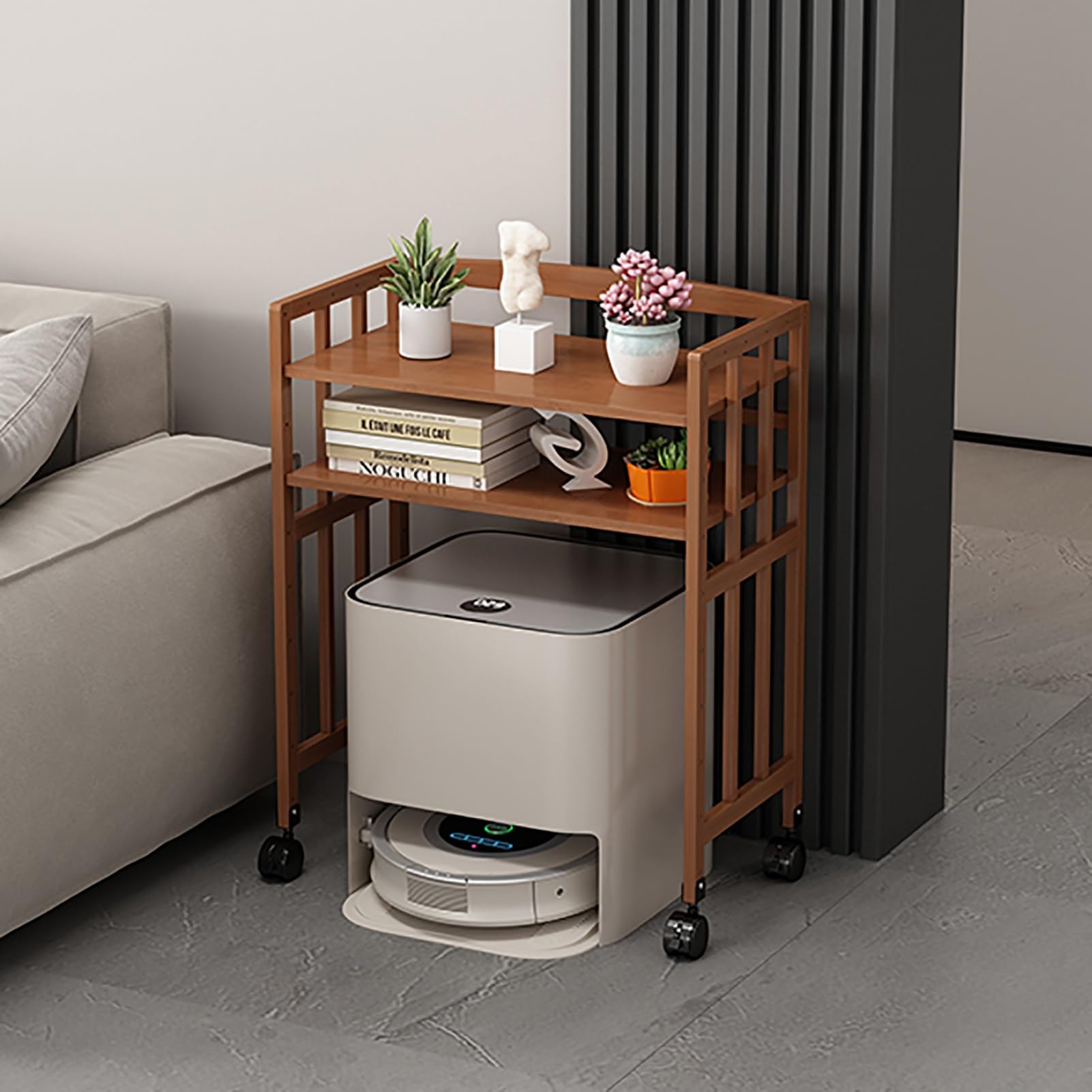 Étagère robot balayeur sur pied : rangez vos sols encombrés facilement