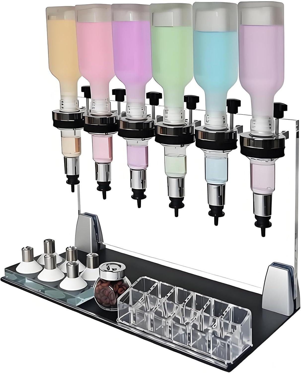 Manual Perfume Dispenser, Liquid Filling Machine Transfer Tools,Manual Dispenser Set, Adjustable Pump Heads & Testing Cups for Shops & Lab & Bars (6)